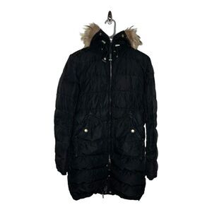 Parajumpers Womens Down Filled Parka Jacket Size Small Hooded Black Full Zip
